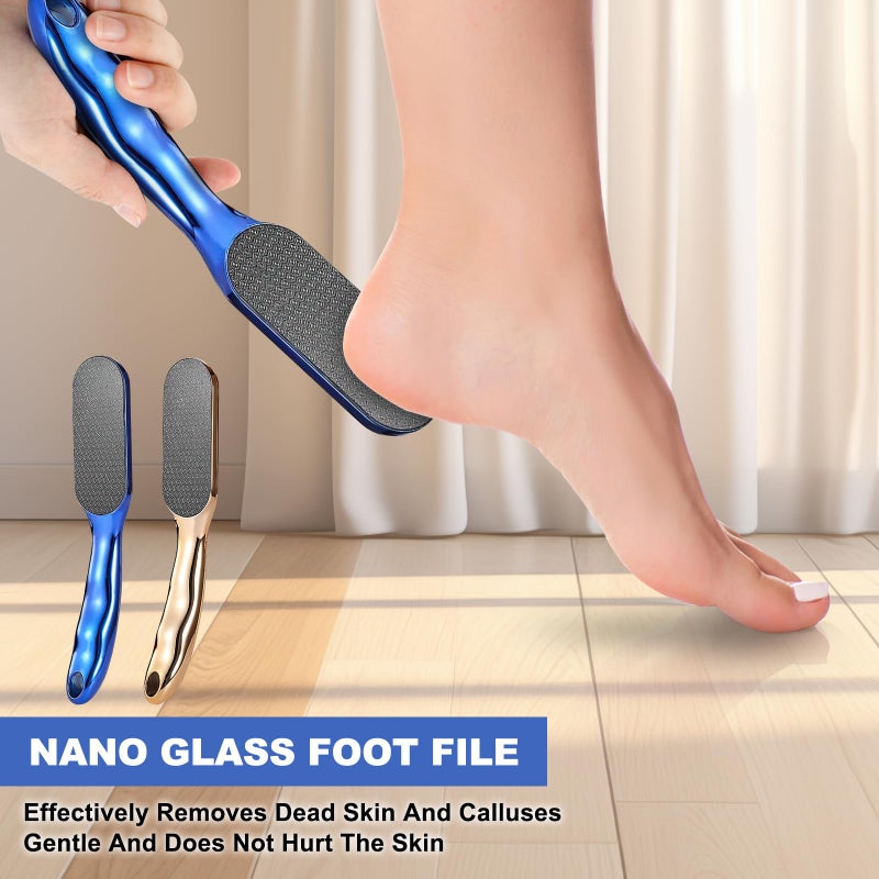 EOIRULA Veinsgrain Foot File  Nano Glass Foot File  Hard Skin Remover Nano-Glass Foot File  Veins Grain Foot File  Professional Foot Care Tools  Pedicure Tool for Smooth Feet (Blue) - Image 2